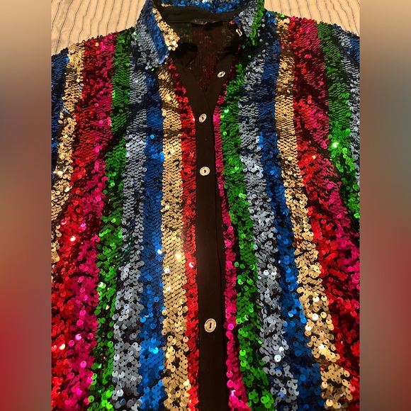 Multicolor Sequin Long Sleeve Dress - Picture 6 of 7